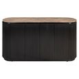 Russo Fluted Sideboard - 4 Door - Ash Brown - Travertine Top