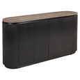 Russo Fluted Sideboard - 4 Door - Ash Brown - Travertine Top