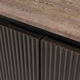 Russo Fluted Sideboard - 4 Door - Ash Brown - Travertine Top