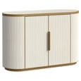 Tivoli Curved Fluted Sideboard - 2 Door - with Gold Trim - White - Ceramic