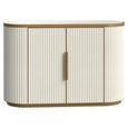 Tivoli Curved Fluted Sideboard - 2 Door - with Gold Trim - White - Ceramic