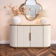 Tivoli Curved Fluted Sideboard - 2 Door - with Gold Trim - White - Ceramic