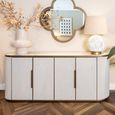 Tivoli Curved Fluted Sideboard - 4 Door - Large - with Gold Trim - White - Ceramic