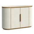 Tivoli Curved Fluted Sideboard - 2 Door - with Gold Trim - White - Ceramic