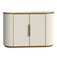 Tivoli Curved Fluted Sideboard - 2 Door - with Gold Trim - White - Ceramic