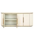 Tivoli Curved Fluted Sideboard - 4 Door - Large - with Gold Trim - White - Ceramic