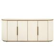 Tivoli Curved Fluted Sideboard - 4 Door - Large - with Gold Trim - White - Ceramic