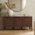 Willow Medium Sideboard - 3 Door - Tobacco Walnut and Beige - Wood and Marble Effect