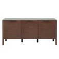 Willow Medium Sideboard - 3 Door - Tobacco Walnut and Beige - Wood and Marble Effect