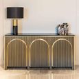 Les Arcs Brushed Gold Ribbed 3 Door Large Sideboard - 160cm