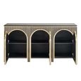 Les Arcs Brushed Gold Ribbed 3 Door Large Sideboard - 160cm