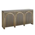 Les Arcs Brushed Gold Ribbed 3 Door Large Sideboard - 160cm