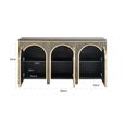 Les Arcs Brushed Gold Ribbed 3 Door Large Sideboard - 160cm