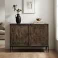 Tacca Carved Sideboard - 2 Door - Medium - Brown - Distressed Wood and Metal