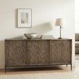 Tacca Carved Sideboard - 3 Door - Large - Brown - Distressed Wood and Metal