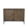 Tacca Carved Sideboard - 2 Door - Medium - Brown - Distressed Wood and Metal