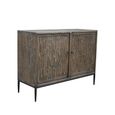 Tacca Carved Sideboard - 2 Door - Medium - Brown - Distressed Wood and Metal