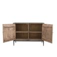 Tacca Carved Sideboard - 2 Door - Medium - Brown - Distressed Wood and Metal