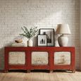 Chinese Sideboard - 3 Door - Extra Large - Vintage Red - Lacquered Pine Wood