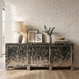 Chinese Sideboard - 6 Door - Extra Large - Distressed Black - Pine Wood