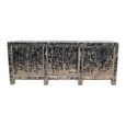 Chinese Sideboard - 6 Door - Extra Large - Distressed Black - Pine Wood