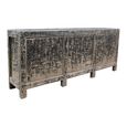 Chinese Sideboard - 6 Door - Extra Large - Distressed Black - Pine Wood