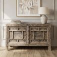 Distressed Sideboard - 2 Door - 144cm - Medium - Geometric Design - Grey - Elm Wood