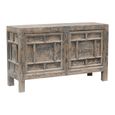 Distressed Sideboard - 2 Door - 144cm - Medium - Geometric Design - Grey - Elm Wood