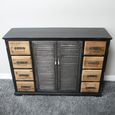 Industrial Shutter Sideboard - 2 Door - 120cm - Medium - Natural and Black - Fir Wood and Metal