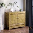 Distressed Sideboard - 2 Door - 96cm - Small - Yellow - Wooden