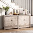 Distressed Sideboard - 4 Door - 208cm - Extra Large - White Washed - Elm Wood