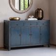 Distressed Sideboard - 4 Door 3 Drawer - 156cm - Medium - Blue - Wooden