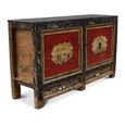 Distressed Sideboard - 2 Door - 152cm - Medium - Hand Painted - Oriental Style - Black and Red - Reclaimed Wood
