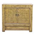 Distressed Sideboard - 2 Door - 96cm - Small - Yellow - Wooden