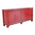 Distressed Sideboard - 4 Door - 200cm - Extra Large - Red - Wooden