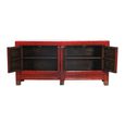 Distressed Sideboard - 4 Door - 206cm - Extra Large - Oriental Style - Red - Wooden