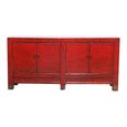 Distressed Sideboard - 4 Door - 206cm - Extra Large - Oriental Style - Red - Wooden