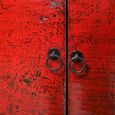 Distressed Sideboard - 4 Door - 206cm - Extra Large - Oriental Style - Red - Wooden