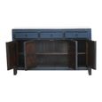 Distressed Sideboard - 4 Door 3 Drawer - 156cm - Medium - Blue - Wooden