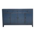 Distressed Sideboard - 4 Door 3 Drawer - 156cm - Medium - Blue - Wooden