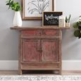 Distressed Sideboard - 2 Door 1 Drawer - 107cm - Small - Red - Elm Wood