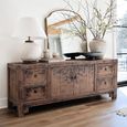 Distressed Sideboard - 2 Door 4 Drawer - 176cm - Large - Grey - Wooden