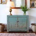 Distressed Sideboard - 2 Door - 95cm - Small - Turquoise Blue - Wooden