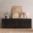 Distressed Sideboard - 4 Door - 246cm - Extra Large - Black - Wooden