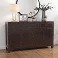 Distressed Sideboard - 4 Door 3 Drawer - 152cm - Medium - Black - Elm Wood