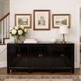 Distressed Sideboard - 6 Door - 233cm - Extra Large - Black - Wooden