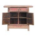 Distressed Sideboard - 2 Door 1 Drawer - 107cm - Small - Red - Elm Wood