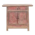 Distressed Sideboard - 2 Door 1 Drawer - 107cm - Small - Red - Elm Wood