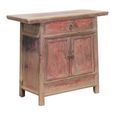 Distressed Sideboard - 2 Door 1 Drawer - 107cm - Small - Red - Elm Wood