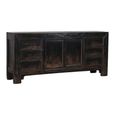 Distressed Sideboard - 2 Door 6 Drawer - 198cm - Extra Large - Black - Elm Wood